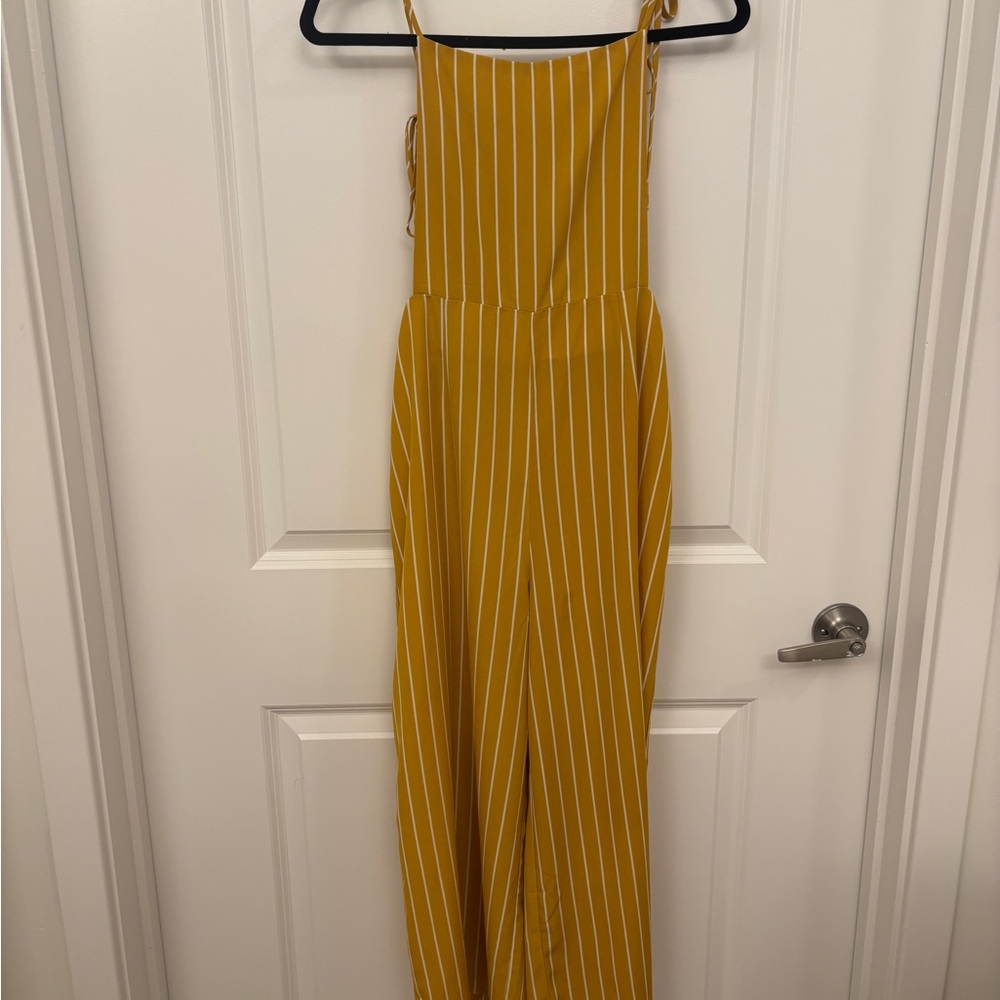 Striped Mustard Jumpsuit
